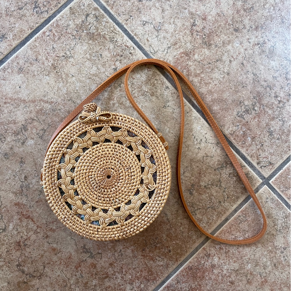 Brown wicker purse